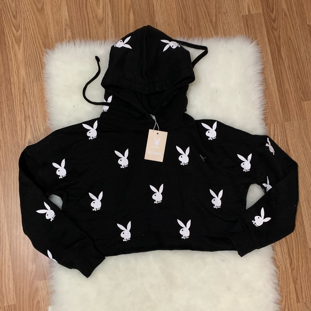 Missguided x Playboy Cropped Hoodie